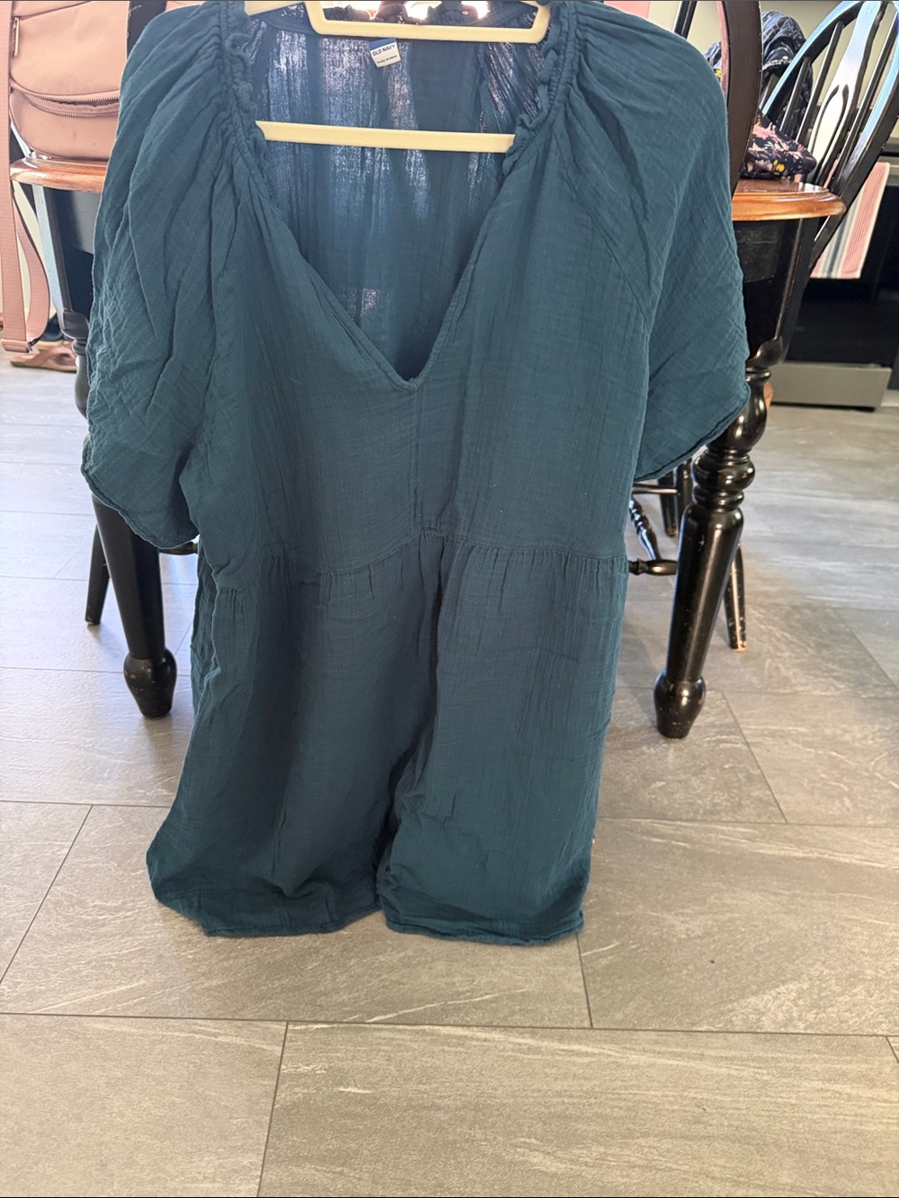 Old Navy Teal Midi Dress with V-Neck